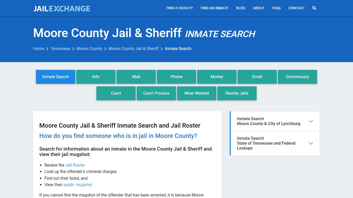 Inmate Search: Roster & Mugshots - Moore County Jail & Sheriff, TN